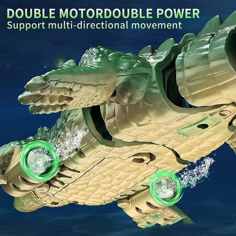 2.4G Raido RC Simulation Crocodile Model SpeedBoat Waterproof Long Battery Life Remote Control Boat Children's Water Toys Gift 2