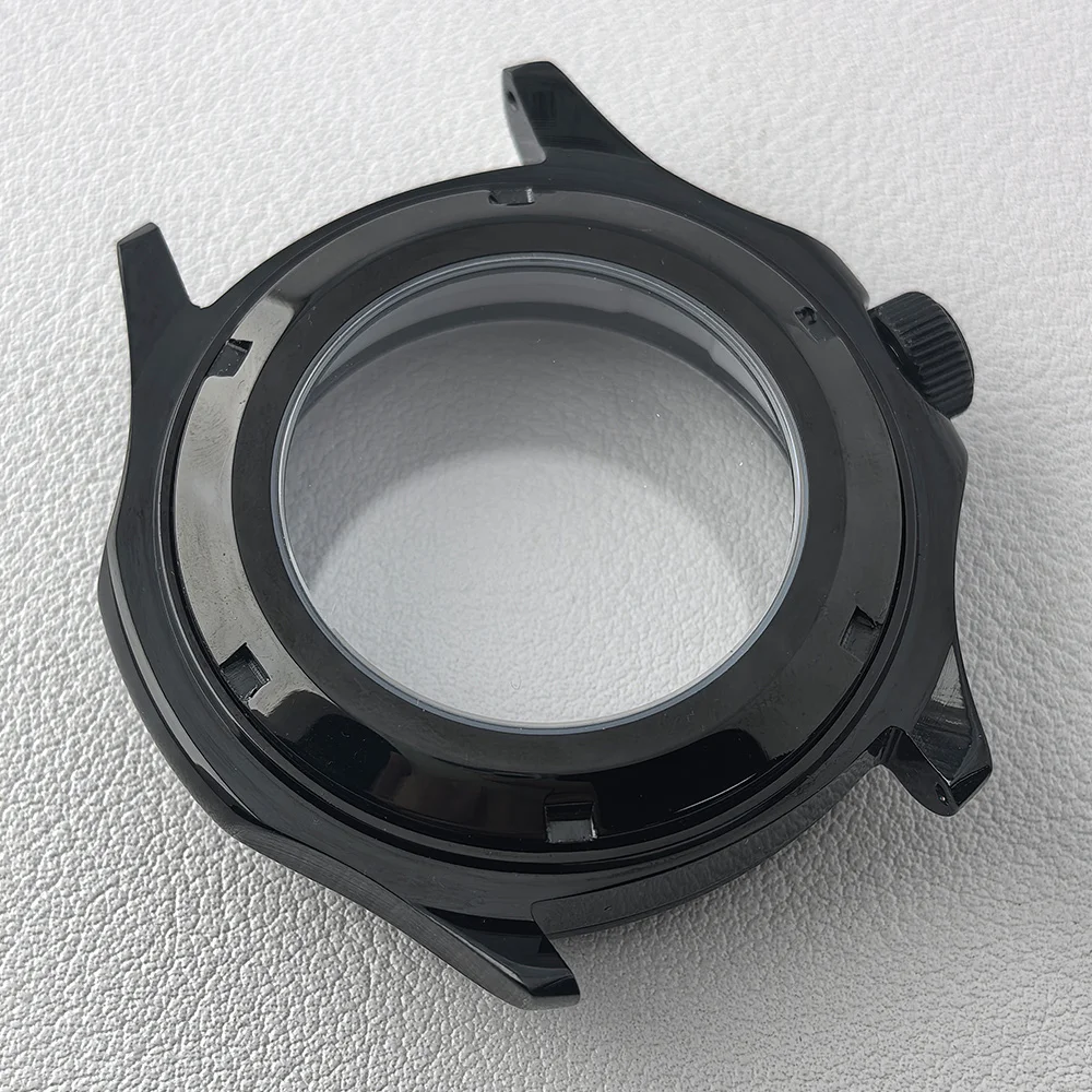 Black Steel Watch Case with Chapter Ring and Sapphire Glass, 39.5mm