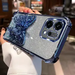 OPPO Reno 14 Pro Gradient Glitter Butterfly Shockproof Case Cover for Oppo Reno14 (Blue)