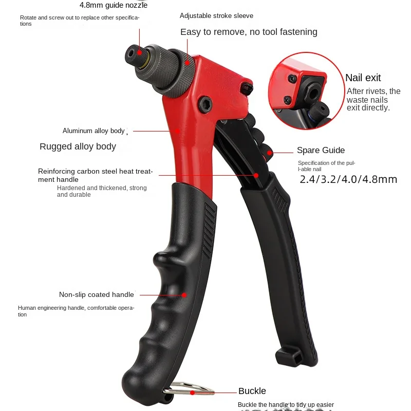 BT958 Manual Nail Pulling Gun Rivet Gun Rivet Pliers Nail Pulling Blind 2.4-4mm