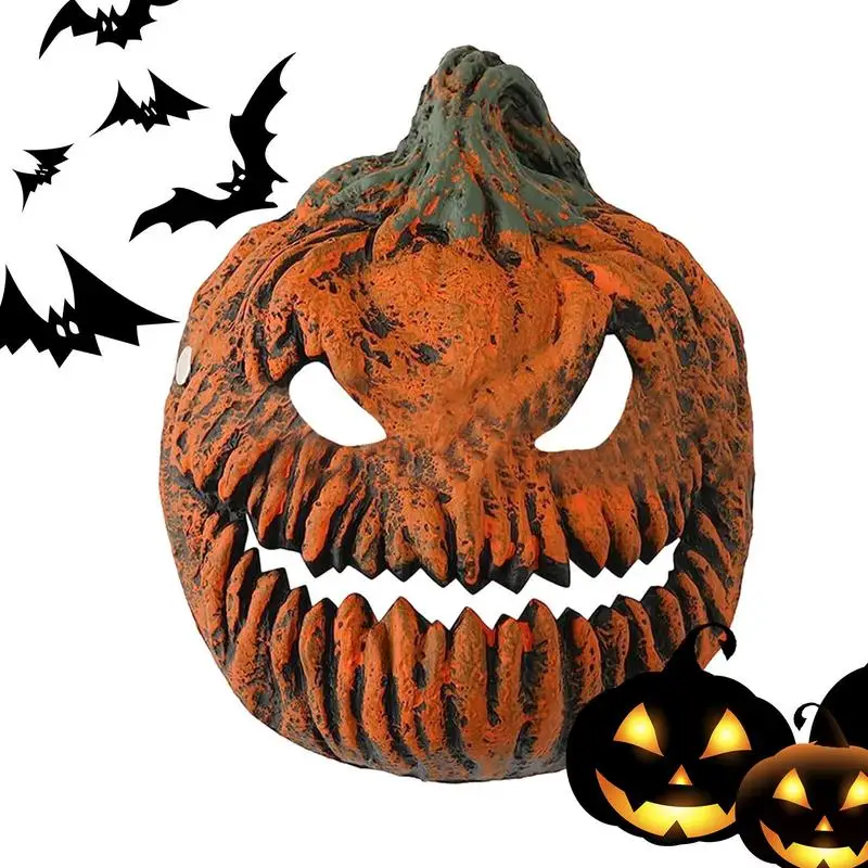 

Pumpkin Head Costume Halloween Headwear Party Masks Creepy Halloween Full Head Latex Cover For Bars Halloween Decorations