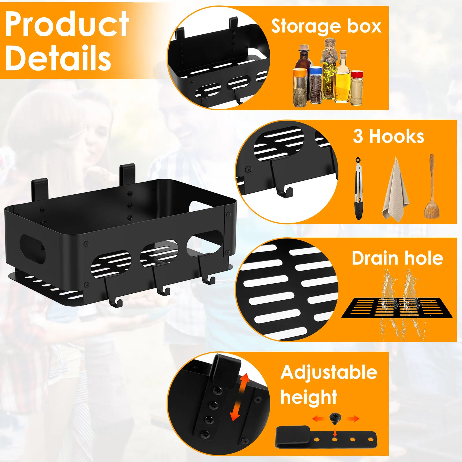Hanging Spice Storage Rack Grill Storage Shelf Iron BBQ Seasoning Holder Grill Accessories for Oil Bottles Sauces Condiments New