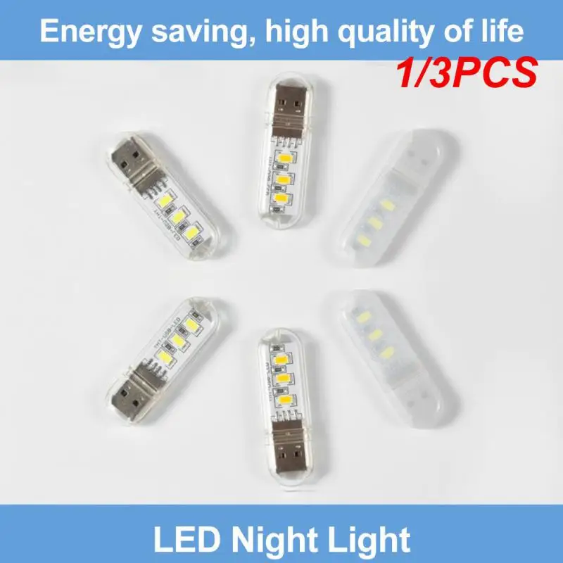 

1/3PCS Mini Portable 3/8LED USB Book Light DC5V Ultra Bright Reading Book Night Lamp Flashlight Power Bank Laptop Camping