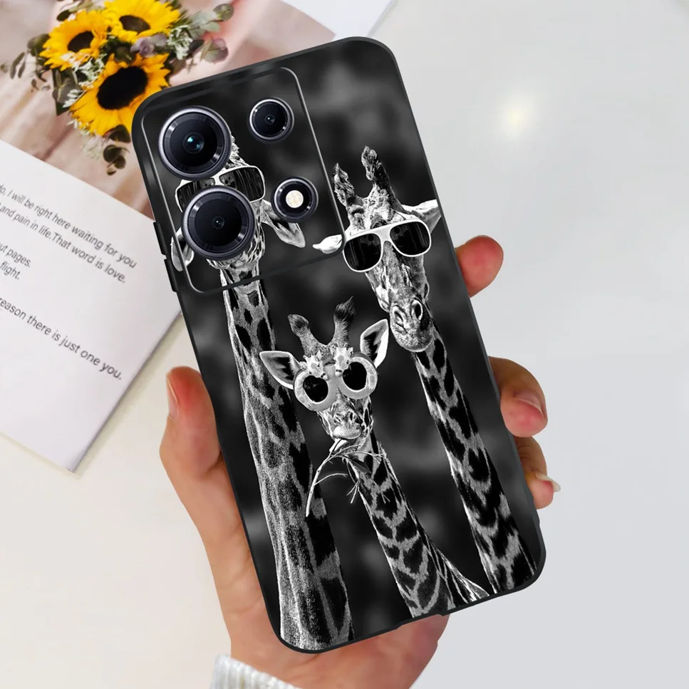 Fashion Cute Flowers Luxury Black Phone Case Back Cover
