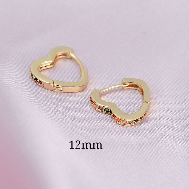 High Quality Luxury Women Small Heart Geometry Hoop Earrings Dazzling Micro Paved CZ Stones Versatile Female Fashion Jewelry
