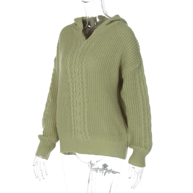 Knitted Hoodies Sweater Women Loose Long Sleeve Autumn Pullover Woman Street Casual 2025 Baggy Coat Female Winter Clothes