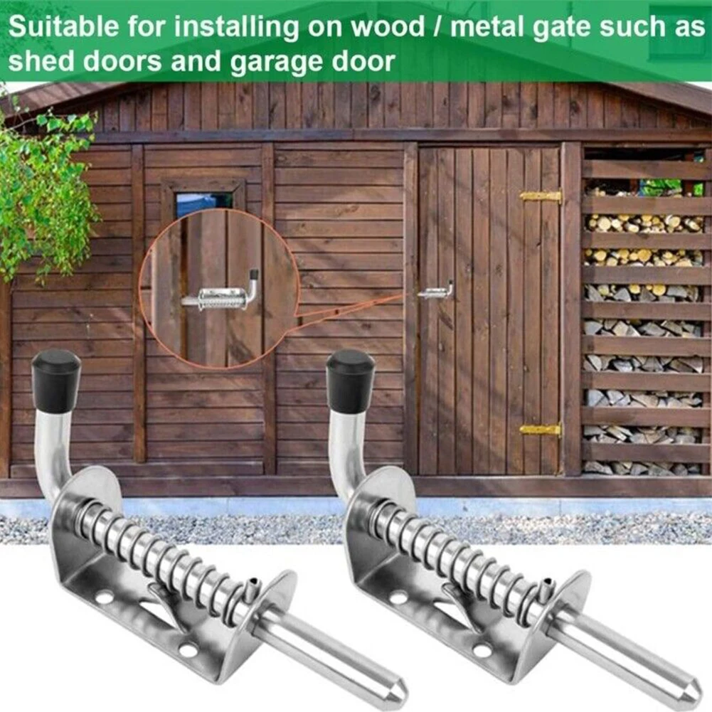 

1/2Set Latch Loaded Metal Security Barrel-Bolt Latch Silver Tone Spring Latches Door Cabinet Hinges Hardware