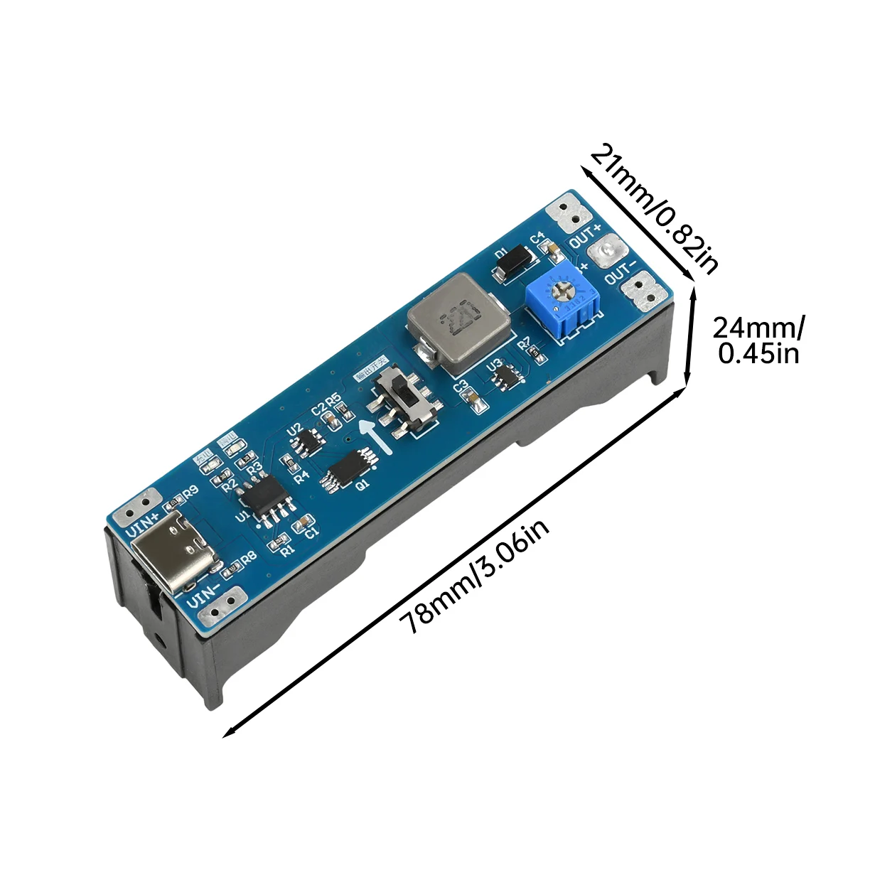 Versatile Type C Li-ion Battery Booster & Regulator Module (3.7V to 12V Adjustable)
