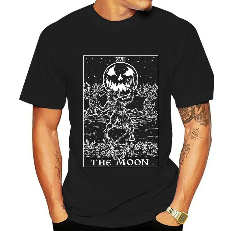 

Halloween Tarot Cards T Shirt Werewolf Goth Clothes Men Gothic Witch Pagan Wicca Casual Print Fashion Tee Shirt