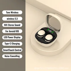 Compact Bluetooth 5.3 HiFi Stereo Wireless Earbuds with Noise Reduction (Khaki mini13X)