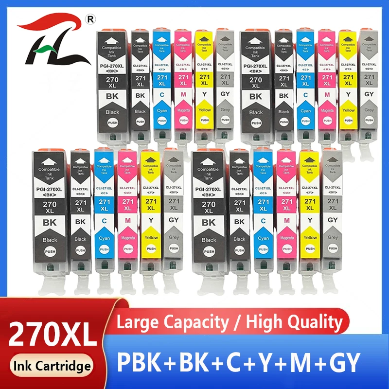 

24X PGI-270 CLI-271 Compatible Ink Cartridges For Canon PGI270 CLI271 For Pixma MG5720/MG6820/MG7720/TS5020/TS6020/TS8020/TS9020