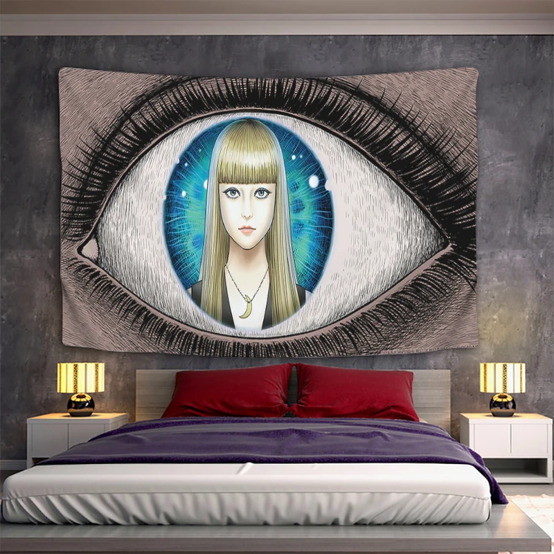 

Anime Funny Tapestry Wall Hanging Decor Junji Ito Boho Home Decoration Art Mural Living Room Decors Aesthetic Tapestries Kawaii