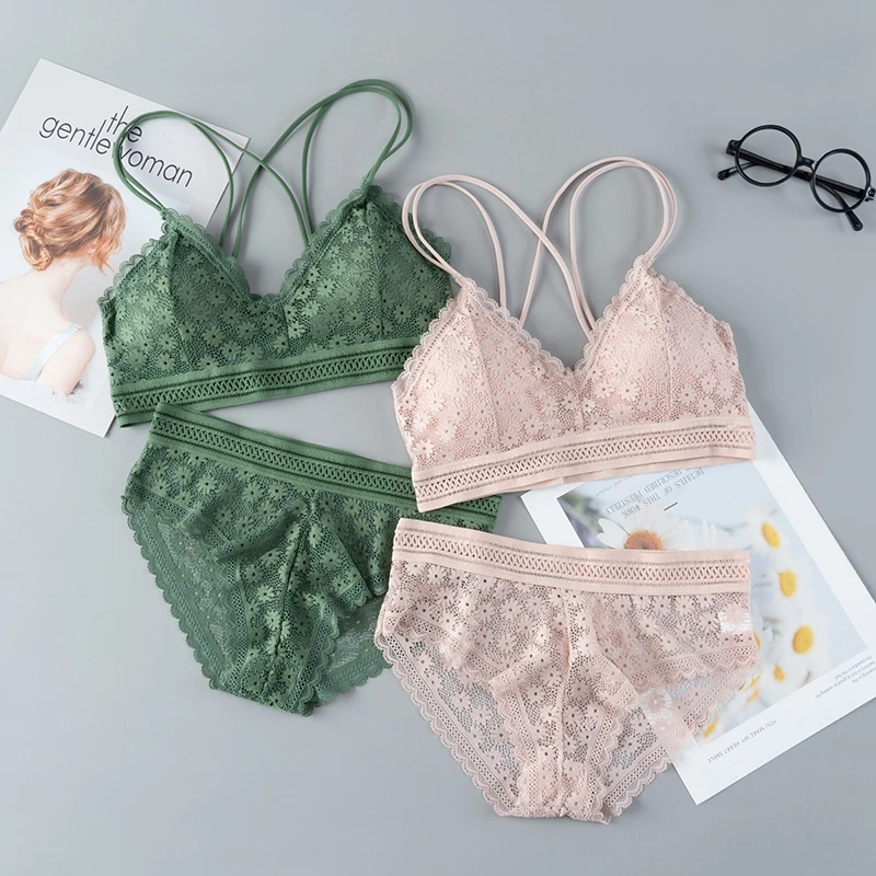 Women Lingerie Set Bra Underwear Vest Straps Floral