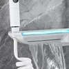 Upgrade White Hot Cold Bathroom Shower Set with LED Display Piano Keys Bath Shower Rain Shower Faucet Bathroom Accessories Brass 4