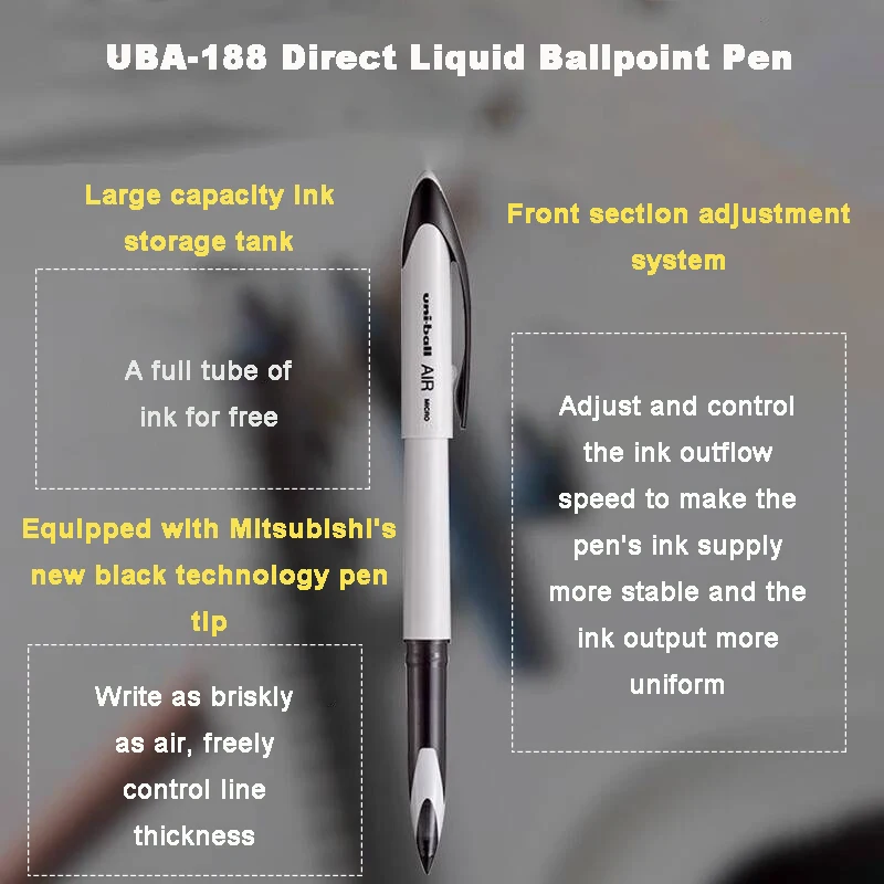 Uniball Calligraphy Brush Advanced Free Ink Control Gel Pen, UBA 188 Air Sign Pens for Fast Writing Handwriting Practicing Draft 2