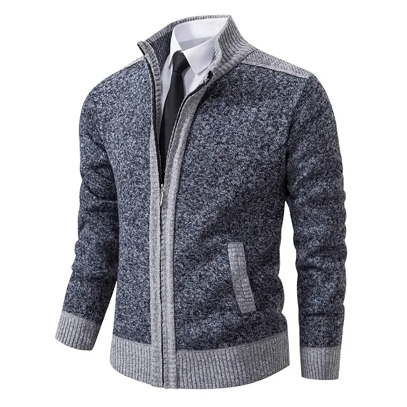 Autumn Winter Casual Sweaters Men Warm Fleece Sweater Cardigan Male Slim Fit Knitted Sweaters Man