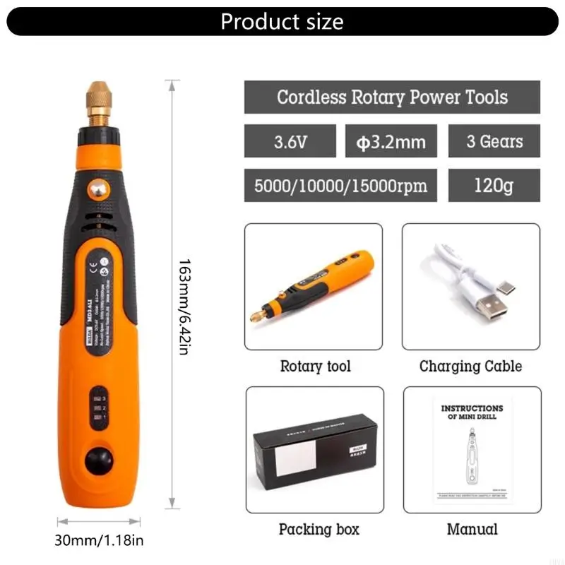 J0MA Versatile 3.6V Power Tool Small Grinding Pen for Jewelry Design & Model Making