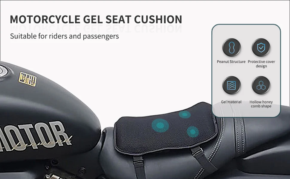 Présentation du coussin de selle en gel pour moto