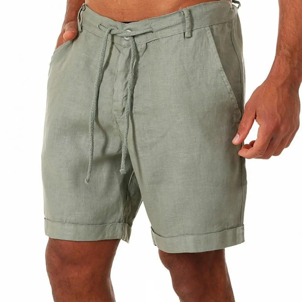 

2022 New Men's Cotton Linen Shorts Pants Drawstring Pockets Summer Loose-fitting Short Pants For Yoga Work Trousers Streetwear