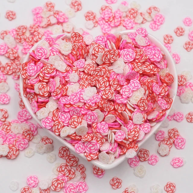 Red Pink Flower Fimo Fake Clay Sprinkles Flowers Valentine's Day