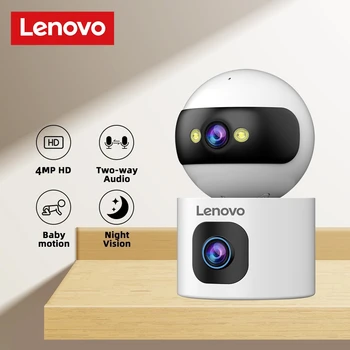 Lenovo 4MP WiFi IP Camera Indoor Dual Lens Baby Monitor Telecamera di sorveglianza di sicurezza Monitoraggio automatico Visione notturna Zoom 5X