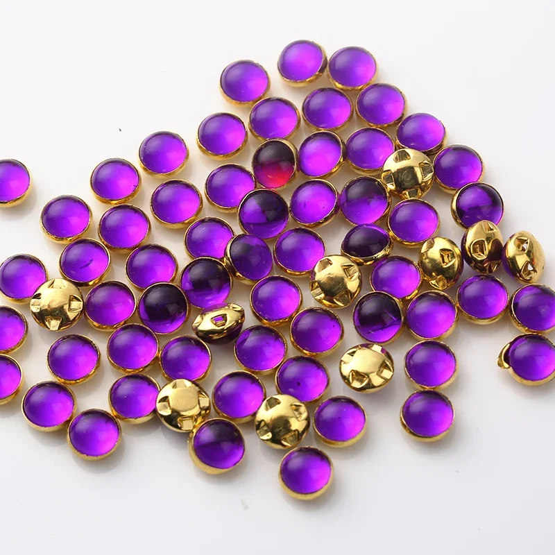 RESEN 8mm 100pcs 진주 젤리 컬러에 바느질 골드/슬리버 클로 아크릴 라운드 진주 단추 의류에 대한 돌에 바느질