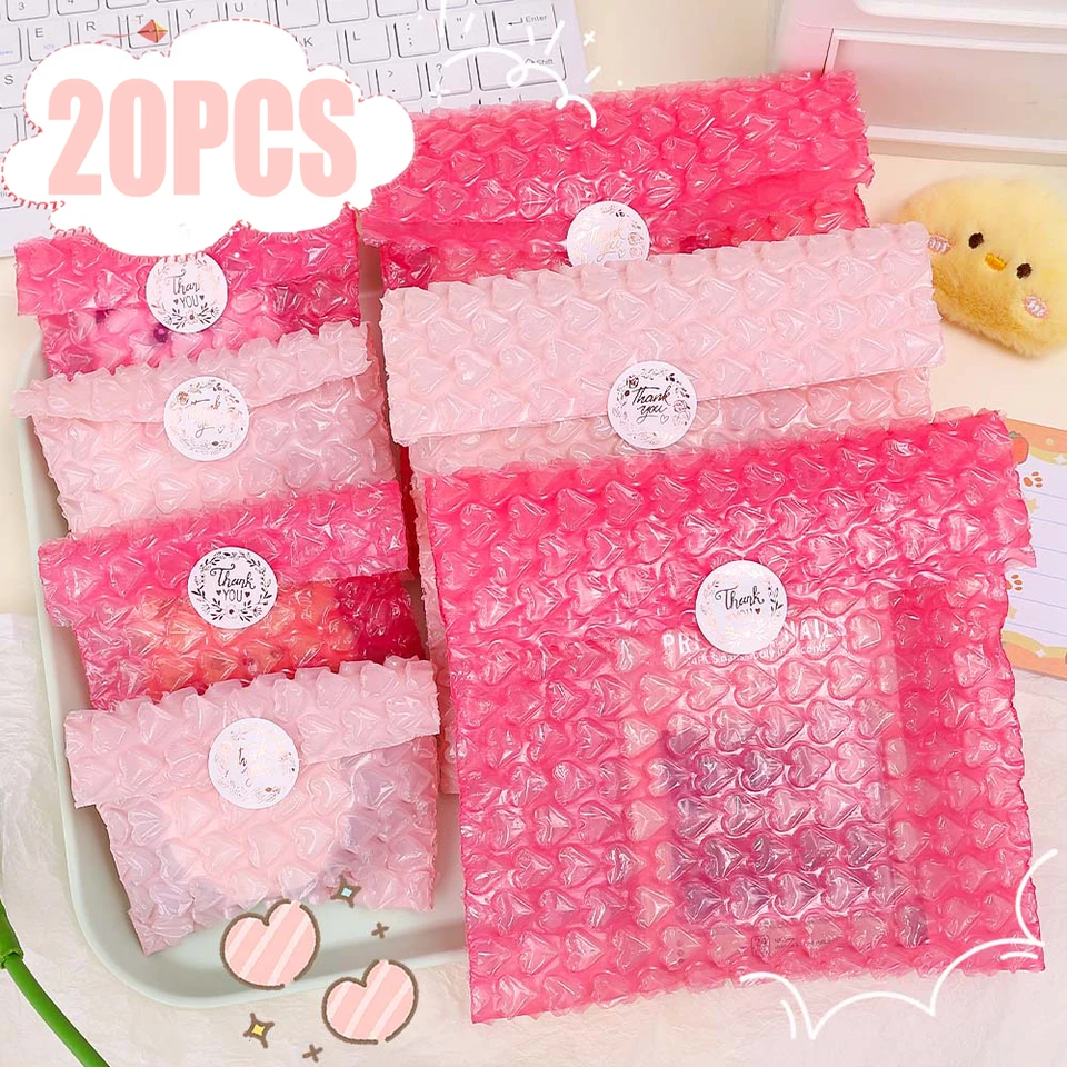 Petits Sacs à Bulles à Motif Cœur Rose En PE, Sacs De