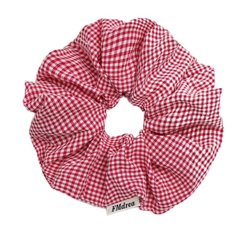 Oversized Preppy Plaid Scrunchie - Korean Fashion Hair Accessory