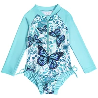 Swimming Costumes for Girls Long Sleeve Butterfly Design Swimsuit Hawaiian Bathing Suit Kids One Piece Quick Dry Swimwear 1