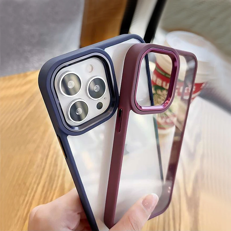 apple iphone 13 mini case leather Acrylic Plating Lens Frame Shockproof Phone Case For iPhone 12 11 13 Pro Max XR XS Max X 7 8 Plus 13Pro Silicon Clear Back Cover iphone 13 mini mobile phone cases iPhone 13 Mini