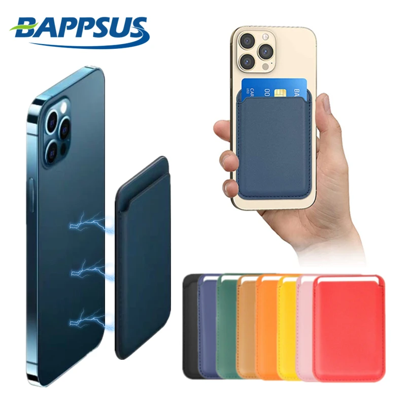2 Portacarte Adesivi In Pelle Per Retro Telefono – Portafoglio Attaccato Per Carte Di Credito – Compatibile IPhone E Android – Nero