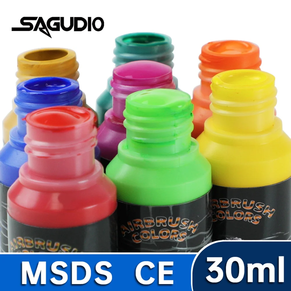 SAGUD Airbrush Paint Ready to Spray Water-Based 24 Matte Colors 30ml  Premium Acrylic Paint for Beginners Hobbyist and Artists - AliExpress