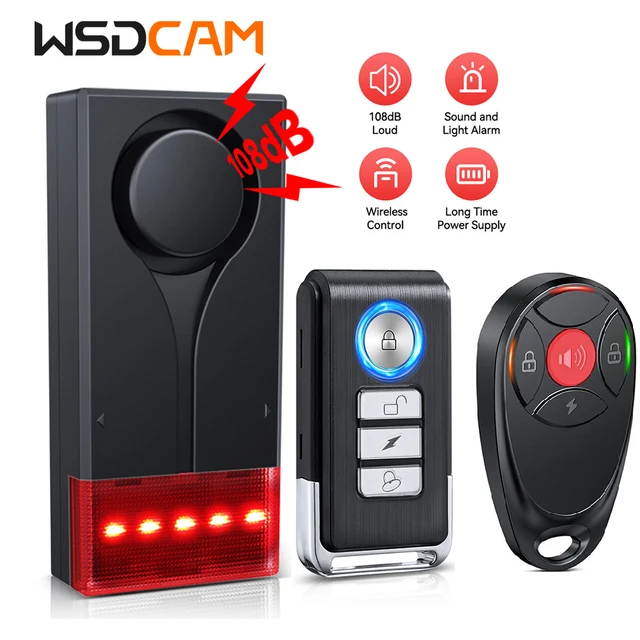 Wsdcam Car Alarm Remote Control Auto Vibration Alarm Anti Theft Security System Door Window Alarm Light and Sound Burglar Alarm 1
