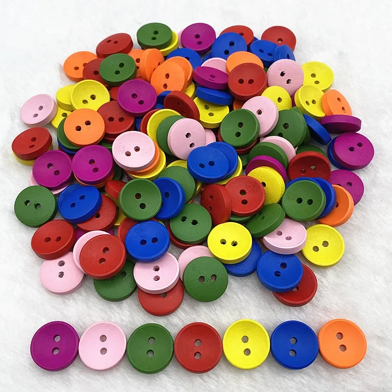 새로운 15mm 20mm 25mm 색상 어린이 라운드 버튼 나무 수제 스크랩북 웨딩 ..