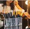 Acrylic Transparent Cosmetics Storage Box Diamond Patterned Cabinet Organizer Bathroom Lipstick Storage Rack Brush Pen Holder 3