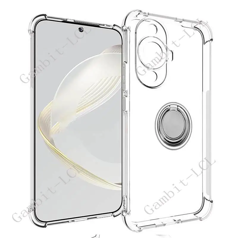 Shockproof Silicone TPU Phone Case with Back Ring Holder Bracket, 6.7