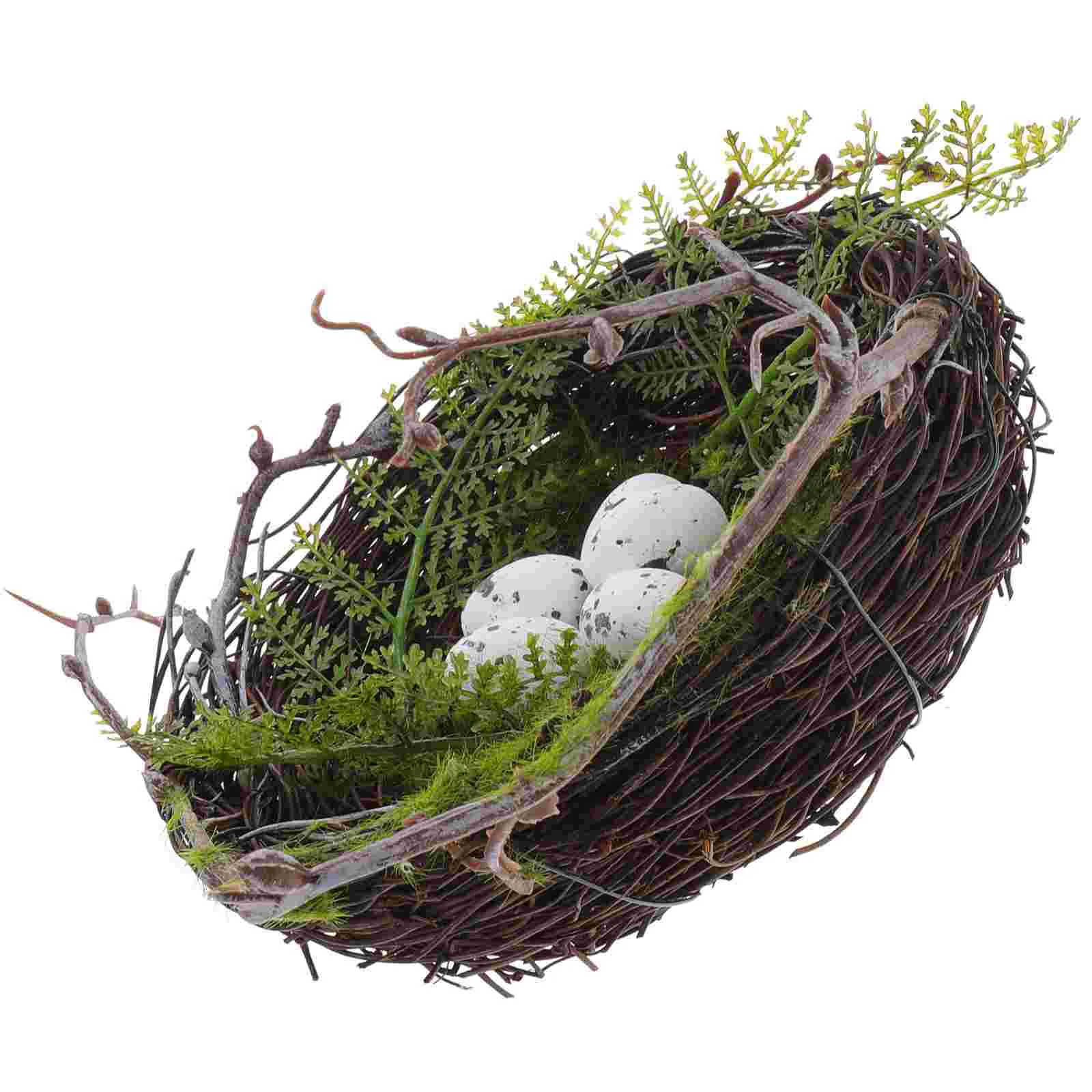

Realistic Feathered Bird Nest Artificial Craft Birds Egg Ornaments Easter Festival Party Garden Decoration