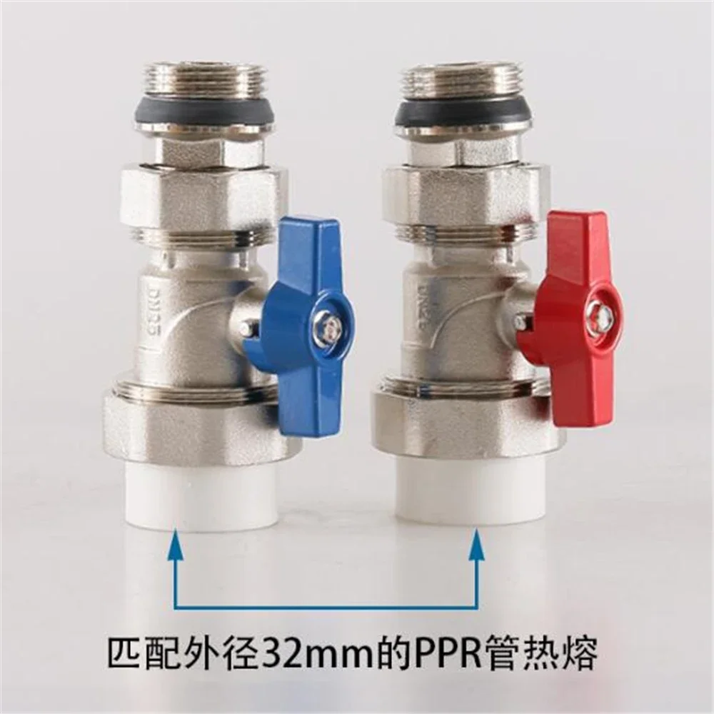 Floor Heating Manifold Valve Silver Electroplating Straight Ball Valve PPR25 One Inch Hot Melt Joint Inner And Outer Wire
