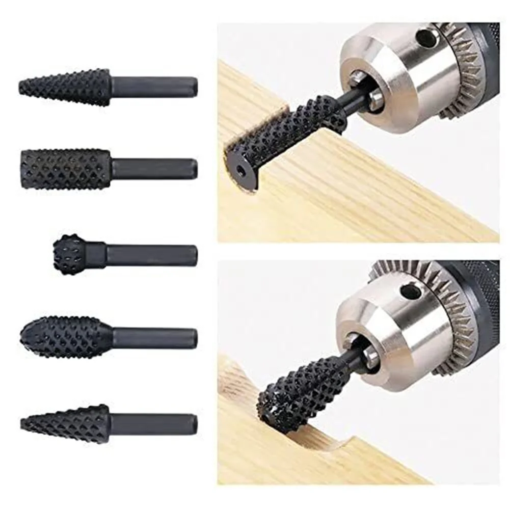 

10pcs File Drill Bits Set Spherical Cylindrical Pointed Drill, Grinder Drill Rasp For Woodworking1/4" Round Shank Rotary Burr