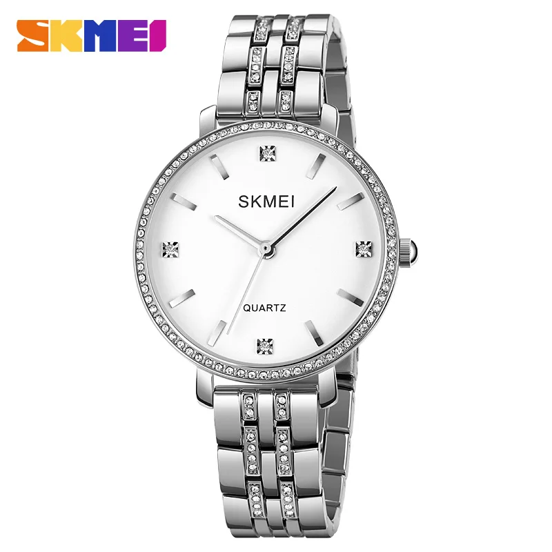 SKMEI 2006 Luxury Waterproof Women Quartz Watches Elegant Style Sport Girl Wristwatch Golden Masonry Dial Clock 1620 Reloj mujer 2