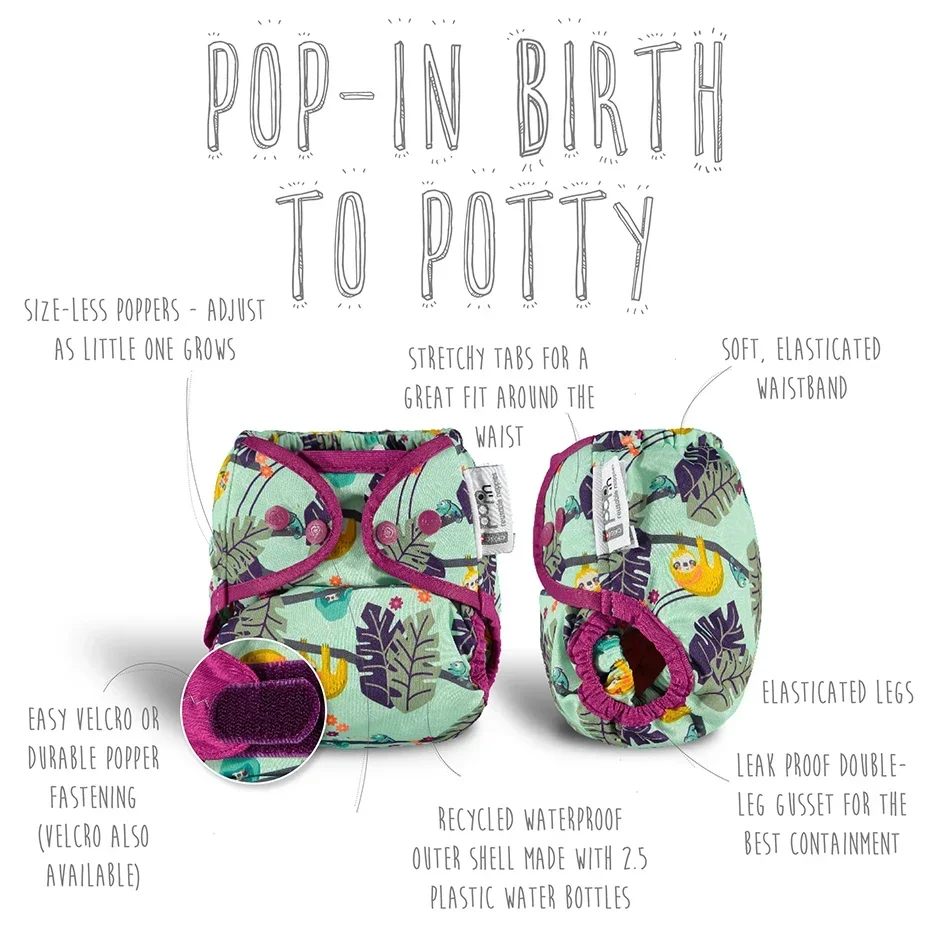 Cloth Diapers Close Pop-in All-In-Two One-size Bamboo Reusable for Baby and Toddler cloth diapers