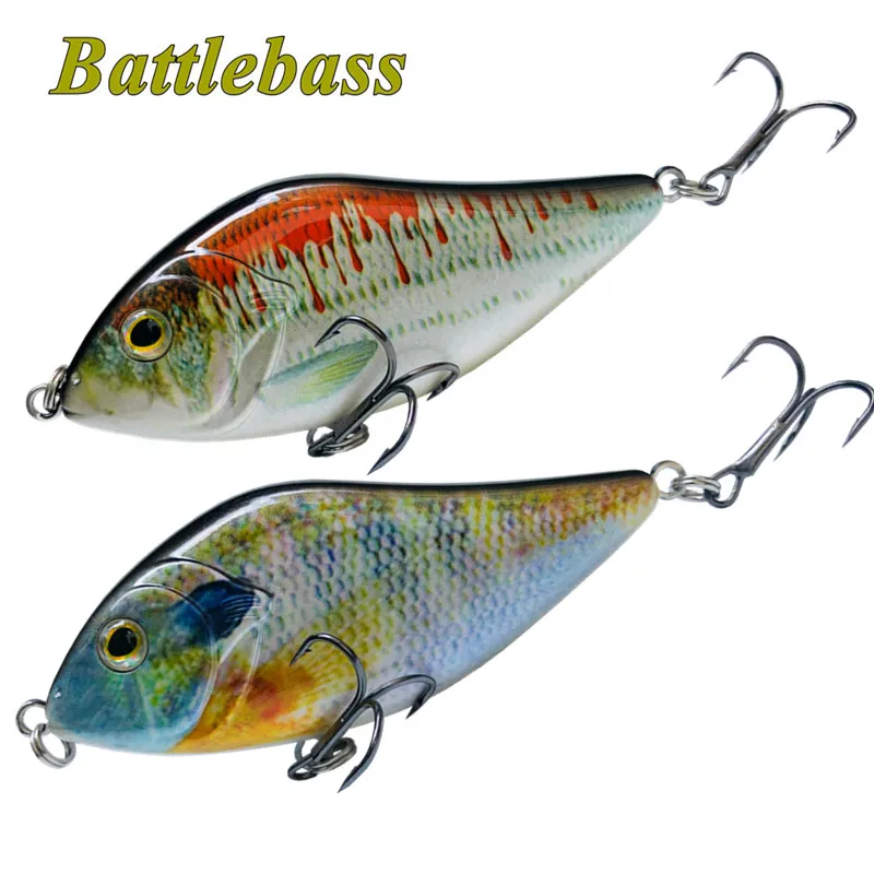 BATTLEBASS 2021 NEW 100MM 45G Slow Sinking Jerkbait Fishing Lure Slider  Swim Action Hard Body Jerk Bait for Pike Musky Fishing