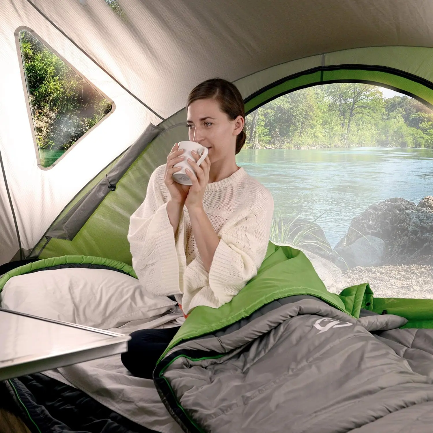 Sleeping Bag for Adults-Adjustable Layers for 3-4 Season use-Integrated Cotton Sheet