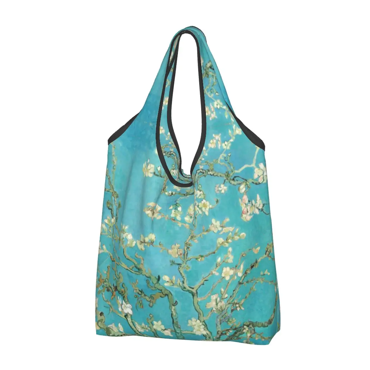 

Custom Almond Blossoms By Vincent Van Gogh Shopping Bags Portable Big Capacity Groceries Flowers Painting Tote Shopper Bags