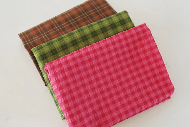 145x50cm printemps et été fil colorant Pitaya rouge Plaid fil teint Polyester coton lin lavé tissu chemise robe vêtements tissu 6
