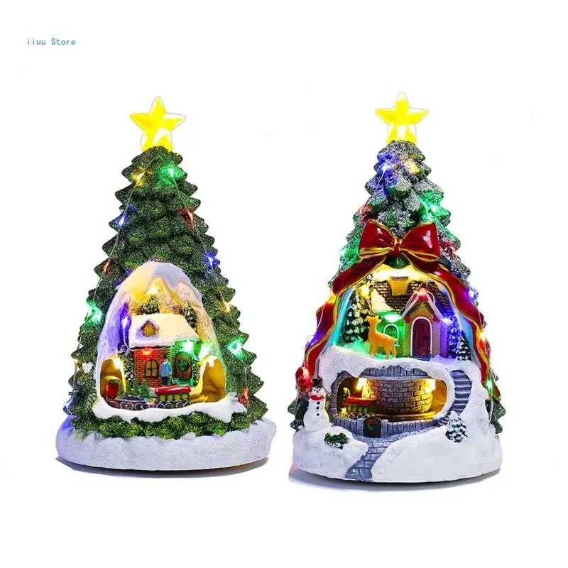 

Christmas Themed Luminous Music House Home Decorative Ornament Essential Resin Crafted Village with Glowing Lights