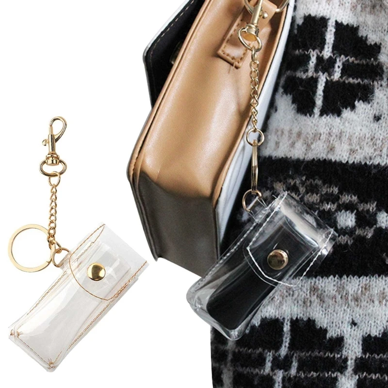 Lipstick Keychain Lip Gloss Holder Clear Chapstick Pouch Keychain
