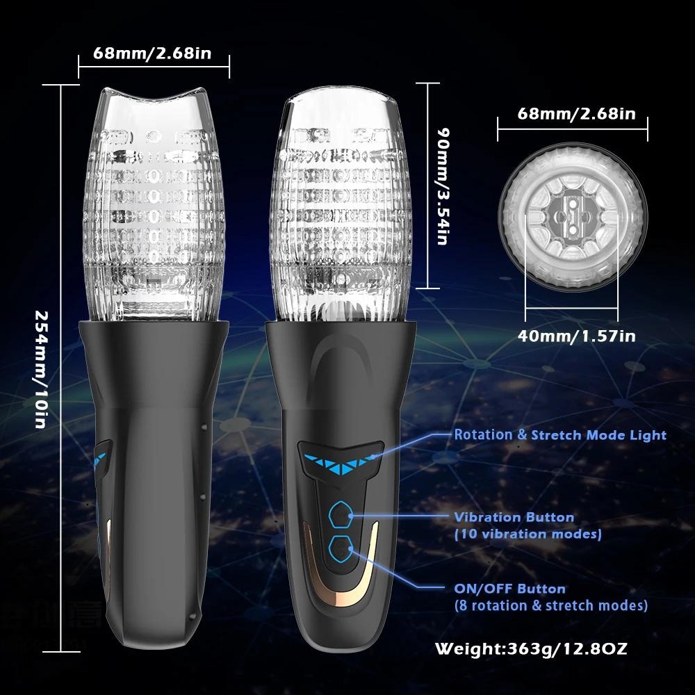 Αυτόματο ηλεκτρικό έμβολο περιστρεφόμενο κορόιδο αρσενικό πίπα Αυνανιστής Κύπελλο Dildo Real Oral Vibrator Sex Toys για άνδρες_voghion.com
