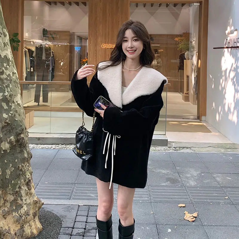 Xgoth Elegant French Spliced Woolen Coat Women's Autumn/Winter New