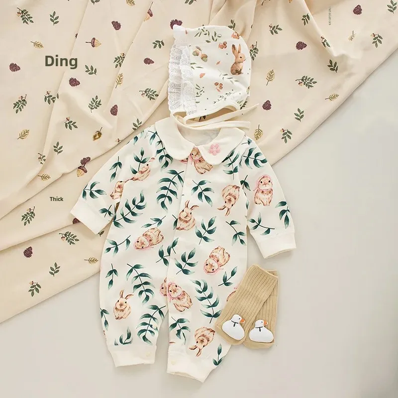 Princess Style Pure Cotton Onesie Baby Girl Clothes Autumn Set A- Class Infant Clothing Full Month Old Baby Three Month Old